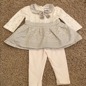 0-3 month winter furry gray and white outfit